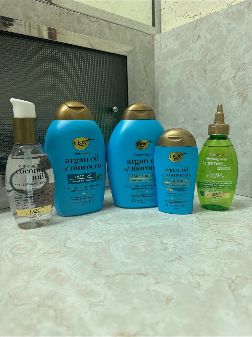 OGX Argan Oil of Morocco Shampoo & Conditioner Set With Styling Treatments